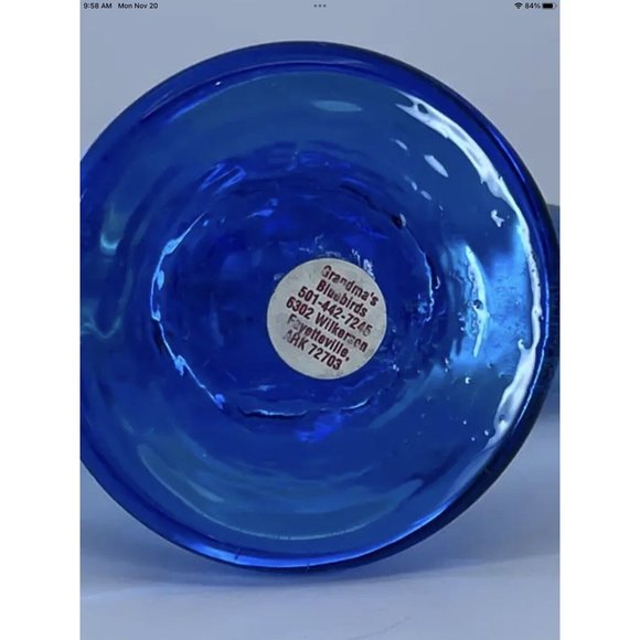 VTG Handmade Grandma Bluebirds Ron Roy Signed Dolphin Figurine Art Glass USA HTF - Picture 11 of 15